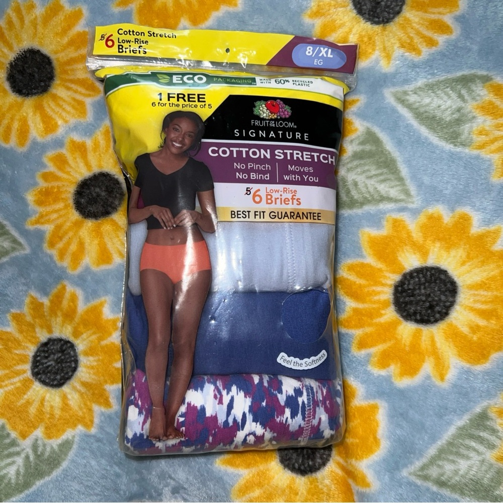 Fruit of the Loom signature Cotton Stretch Low rise brief woman size 8/XL New